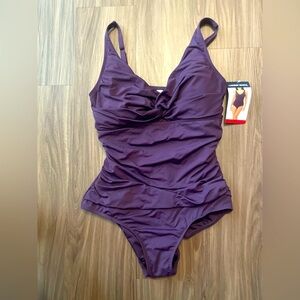 Lands' End Women's Dark Purple One Piece Swimsuit size M-NWT